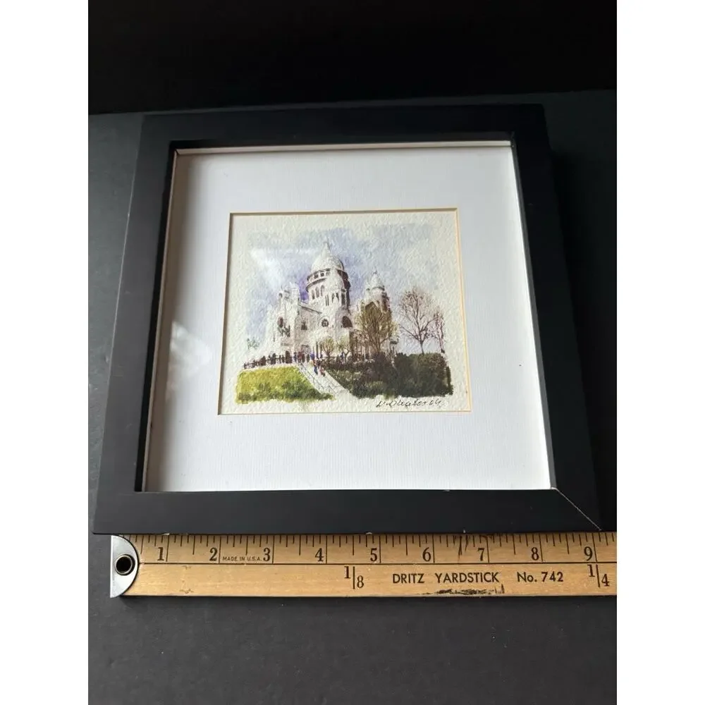 Pottery Barn Watercolor Print Wall Hanging Framed Matted 9x9 Minimalist Cottage
